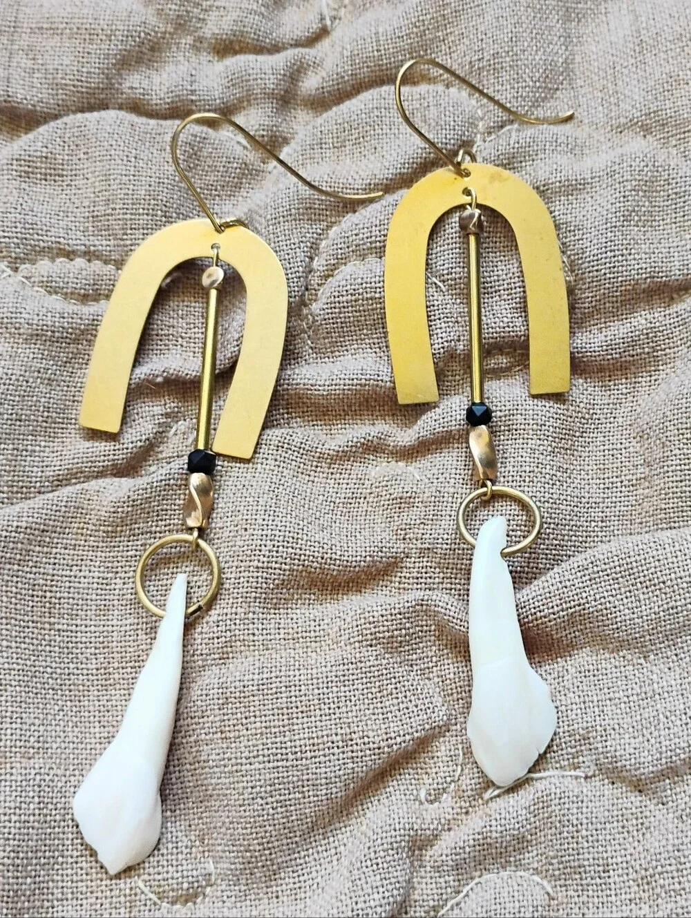 'U Hoo' Handmade Buffalo Tooth Statement Earrings